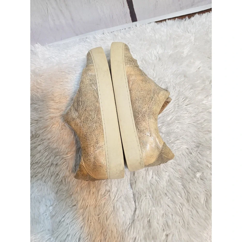 Frye Women's Size 8 Lena Zip Metallic Platform Slip On Low - Cut Sneakers